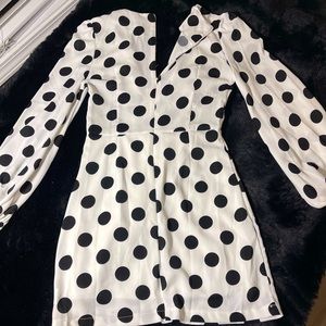 Balloon sleeve polka dot dress